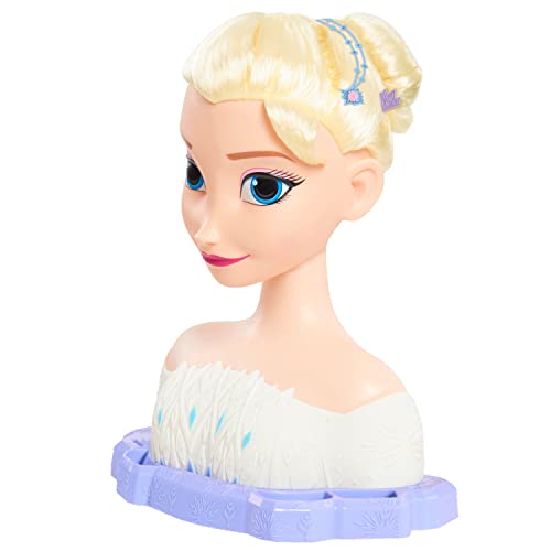 Disney Frozen Deluxe Elsa Styling Head, Blonde Hair, 30 Piece Pretend Play Set, Wear and Share Accessories, by Just Play