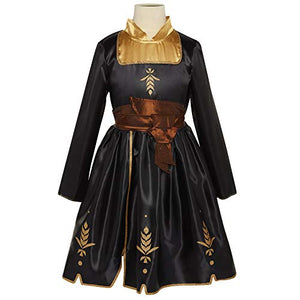 Role-Play Dress with Rich Violet Travel Cape, Featuring Intricate Belt Design & Artistic Dress Trim - Fits Sizes 4-6X, For Ages 3+