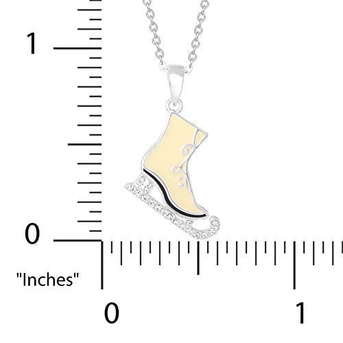 Silver Plated Ice Skate Pendant, 18" Chain