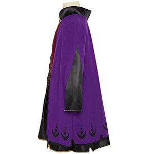 Role-Play Dress with Rich Violet Travel Cape, Featuring Intricate Belt Design & Artistic Dress Trim - Fits Sizes 4-6X, For Ages 3+