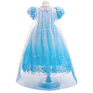 Elsa Princess Dress Halloween Costume Christmas Birthday Evening Party Ball Gown w/Accessories Blue 4-5T