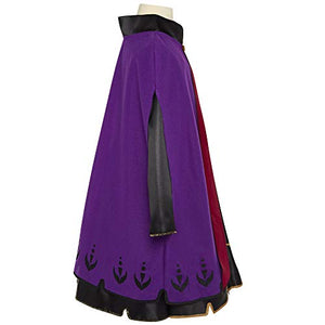 Role-Play Dress with Rich Violet Travel Cape, Featuring Intricate Belt Design & Artistic Dress Trim - Fits Sizes 4-6X, For Ages 3+