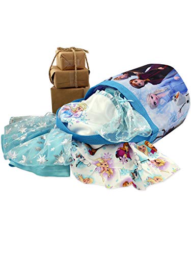 Frozen 2 Elsa Anna Girls Collapsible Nylon Gift Basket Bucket Toy Storage Tote Bag (One Size, Blue/Purple)