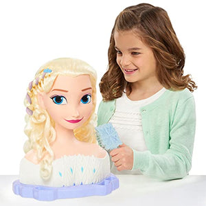 Disney Frozen Deluxe Elsa Styling Head, Blonde Hair, 30 Piece Pretend Play Set, Wear and Share Accessories, by Just Play