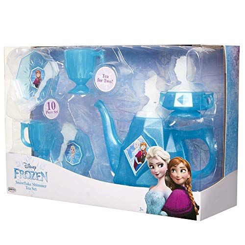 Disney Frozen Tea Set for Girls - 10 Piece Tea Party Set - Pretend Tea Time Play Kitchen Toy , Blue